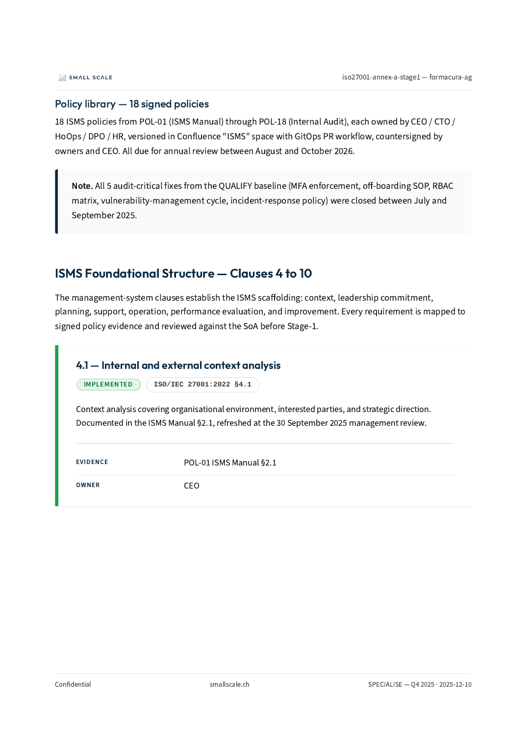 SPECIALISE — ISO 27001 · sample
